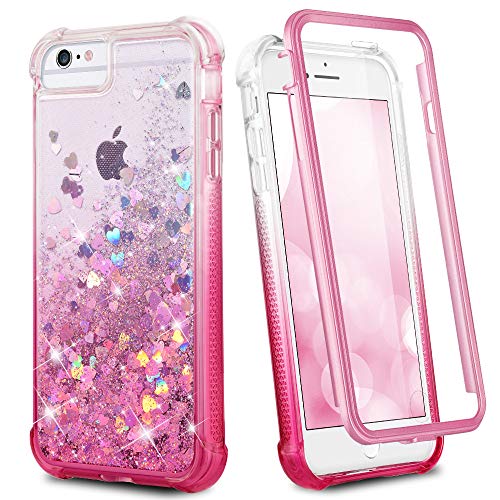 Ruky iPhone 6 6s 7 8 Case, iPhone SE 2022 Case, Glitter Full Body Rugged with Built-in Screen Protector Shockproof Protective Girls Women Case for iPhone 6/6s/7/8/SE 2020 & SE 2022 (Gradient Pink)