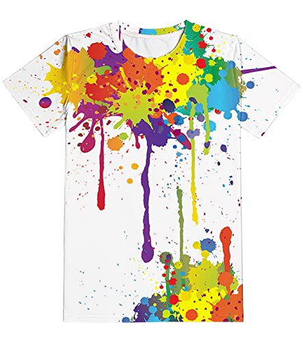 Yasswete Teens Kids Paint Graphic T-Shirts 3D Printed Short Sleeve Summer Colorful Tops for Boys Girls 11-13 Y