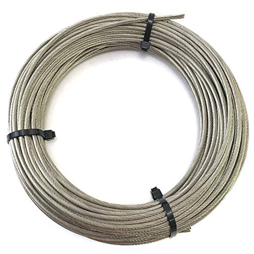 US STAINLESS High Brightness Stainless Steel 316 Wire Rope Cable 1/16' 7x7 by 100' Marine Grade