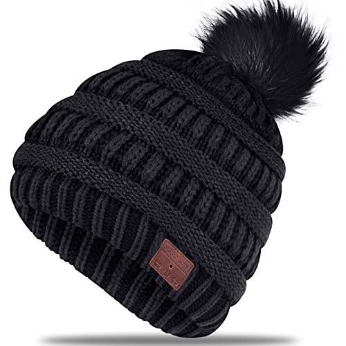 Wireless Beanie Hat for Women Girls Musical Beanie Wireless Headphones Stereo Speaker Hat Built-in Mic Speakerphone Beanie Hat Warm Outdoor Ski Cap