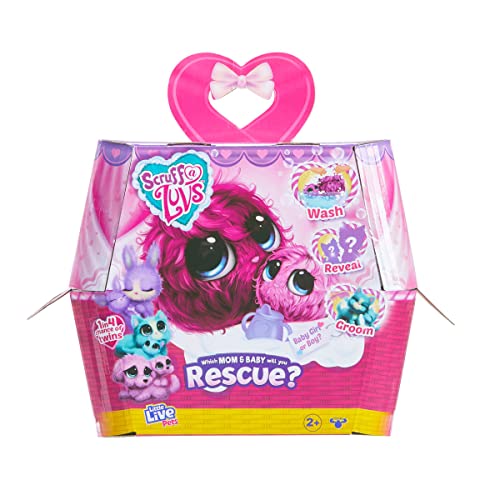 Little Live| Scruff-a-Luvs Mystery Animal Mom & Baby | Reveal, Wash, Groom, Rescue Plush Pet - Styles May Vary, Multicolor, 30111