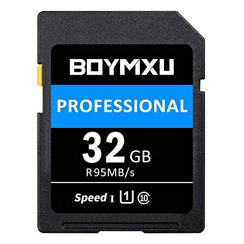 32GB Memory Card, BOYMXU Professional 1000 x Class 10 UHS-I U3 Memory Card Compatible Computer Cameras and Camcorders, Memory Card Up to 95MB/s, Blue/Black