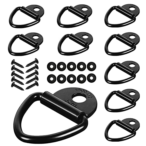 JCHL Cargo Tie-Down Anchors, 10PCS V-Ring 2' Diameter Steel V-Ring Bolt On Trailer Anchor for Cargo on Trucks Pickups Trailers Flush Mount TieDown Anchor