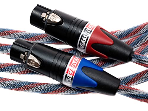 Better Cables BETTERCABLES.COM Silver Serpent Patriot Edition Balanced XLR Audiophile Audio Cables (Pair - 2 Cables) - High-End, High-Performance, Silver/Copper Hybrid, Low-Capacitance - 3 Feet