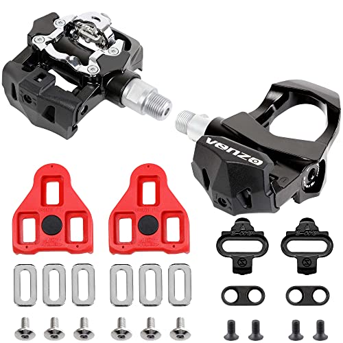 VENZO Sealed Fitness Exercise Indoor Bike Bicycle Pedals & Cleats - Compatible with Peloton, Look Delta & for Shimano SPD 9/16'