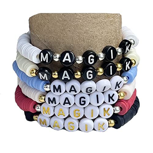 Magik Custom Name Heishi Bead Bracelet Personalized Mama Bracelet Heishi Disc Stack Beaded Bracelet for Women Men Boys Girls