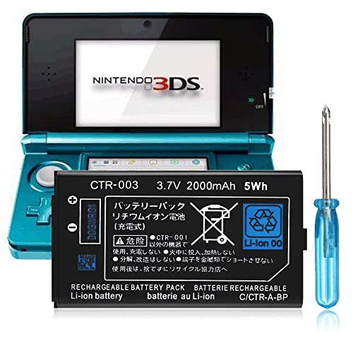 TQTHL 3DS Battery Pack [2000mAh] (2023 New Upgraded),CTR-003 Battery Replacement Compatible with Nintendo 3DS N3DS CTR-001 MIN-CTR-001 Gaming Console with Tool Kit