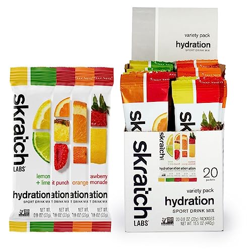 Skratch Labs Hydration Packets Hydration Drink Mix, Variety Pack (20 Single Serving Packets) - Electrolyte Powder Developed for Athletes and Sports Performance, Gluten Free, Vegan, Kosher
