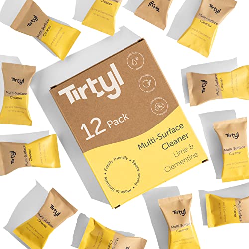 Tirtyl Multi-Surface Cleaner Refills - All Purpose Cleaning Tablet 12 Pack - 192 fl oz total (makes 12x 16 fl oz bottles of spray cleaner) - Home & Kitchen - Non-toxic & Effective - Lime & Clementine Fragrance
