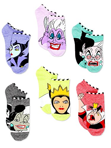 Disney Villains Teen Womens 6 pack Socks (9-11 (Shoe: 4-10), Villains Purple/Multi)