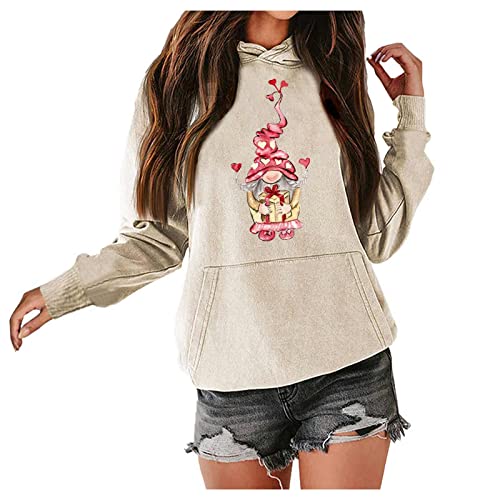 Hoodies for Women Long Sleeve Hooded Sweatshirt Large Size Loose Valentine's Day Round Neck Drawstring Pullover Tops Halloween Tee Shirts Pink Hoody for Girls Respitatory Black Cotton Zip Hoodie