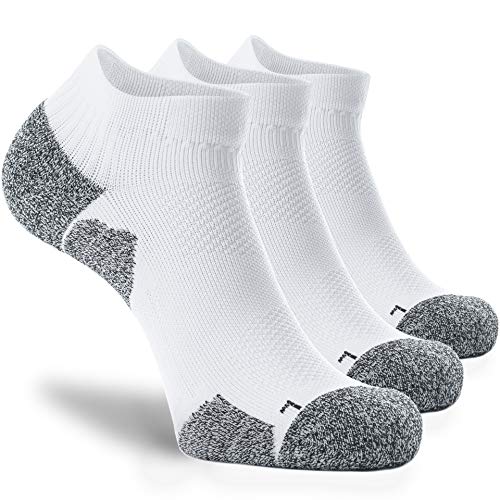 CWVLC Unisex Cushioned Compression Athletic Ankle Socks Multipack, 3-pairs White, L (10.5-13 W US/ 9-11.5 M US)