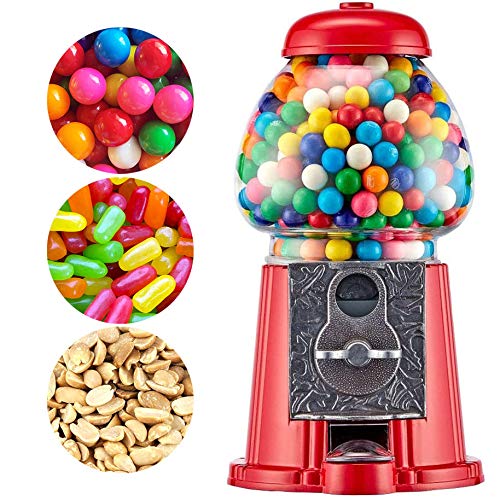 American Gumball Company - Metal 11-Inch Antique Retro Style Gumball Machine, Made For 0.62 Inch Gumballs, Candy or Nuts, Accepts Any US Coin - Classic Red