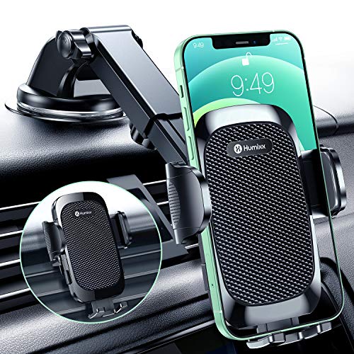 Humixx Phone Mount for Car [Military-Grade Super Suction] Universal Hands-Free Phone Holder for Car Dashboard Windshield Air Vent for iPhone 15/14 Pro Max Plus Samsung All Phones & Cars