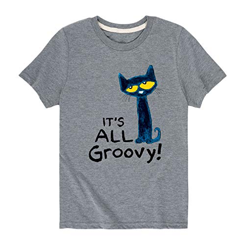 Pete the Cat - It's All Groovy - Youth Short Sleeve Graphic T-Shirt - Size Small Athletic Heather