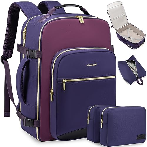 LOVEVOOK Large Travel Backpack for Women & Men, 40L Carry on Backpack for Airplanes, TSA Personal Item Travel Bag fits 17' Laptop, Waterproof Travel Essentials Airline Approved with 3 Packing Cubes