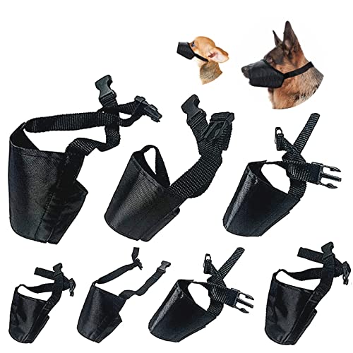 CooZero Dog Muzzles Suit, 7 PCS Anti-Biting Barking Pet Muzzles Adjustable Dog Muzzle Mouth Cover for Small Medium Large Extra Dog - Black (7 PCS)
