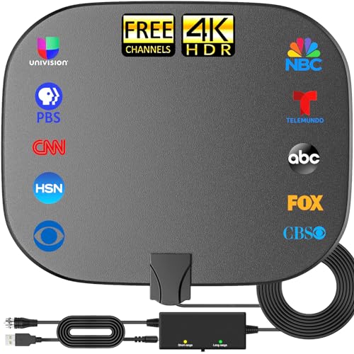 TV Antenna for Smart TV, 700+ Miles Range Digital TV Antenna Indoor,TV Antenna for Local Channels Best Rated 2024 Support HD 4K 8K1080p All TV's - Amplifier Signal Booster & Thick Cable