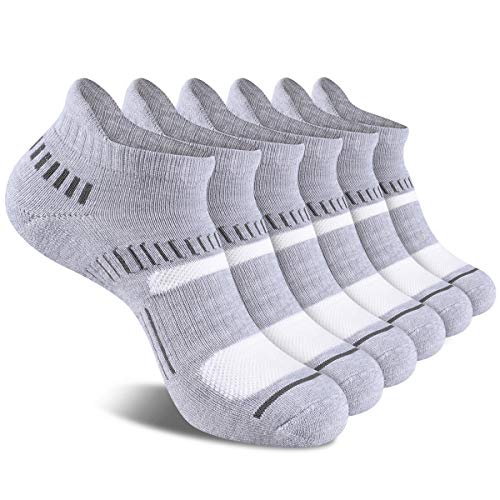 COOPLUS Mens Ankle Socks Athletic Cushioned Breathable Low Cut Tab With Arch Support - 6 Pairs