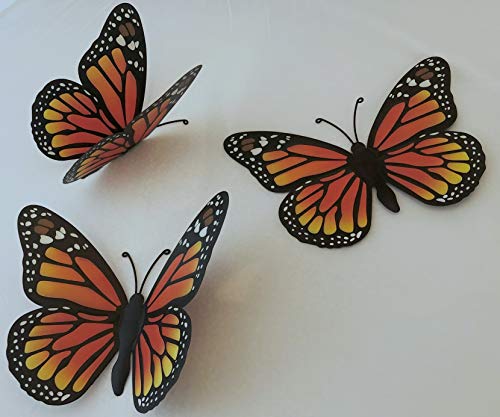 Generic 3D Metal Butterfly Wall Art Decor (Set of 3). Monarch Butterflies Wall Art 9.7 inch x 6.7 inch . Inspirational Metal Art,Butterfly Yard Decorations. Mexican Artesania Decor,Metal Decorative