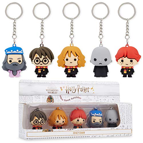 Harry Potter Keychains Set 5 Rubber Key Chains Collectibles Accessories Official Merchandise