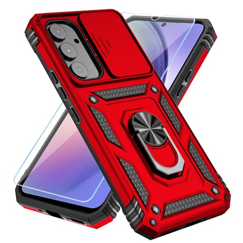 SunStory for Samsung Galaxy A14 5G Case with HD Screen Protector & Slide Camera Cover & Kickstand, Samsung A14 5G Case [Military-Grade] Phone Case for Samsung Galaxy A14 5G (Red)
