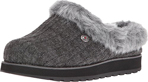 Skechers BOBS Women's Keepsakes - Ice Angel Slipper, Charcoal, 8 W US