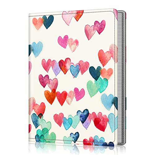 Fintie Photo Album 5x7 Photos - 52 Photos Small Mini Capacity Premium Vegan Leather Cover Photo Book, Portable Wallet Photo Album for Wedding Family Boys Girls Art Work, Raining Hearts