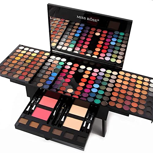 MISS ROSE M 190 Colors Professional Cosmetic Makeup Palette Set Kit Combination for Women Full Kit, include Eyeshadow /Facial Blusher /Eyebrow Powder /Eyeliner Pencil /Mirror, All In One Makeup Gift Set for women girls (004-Y)