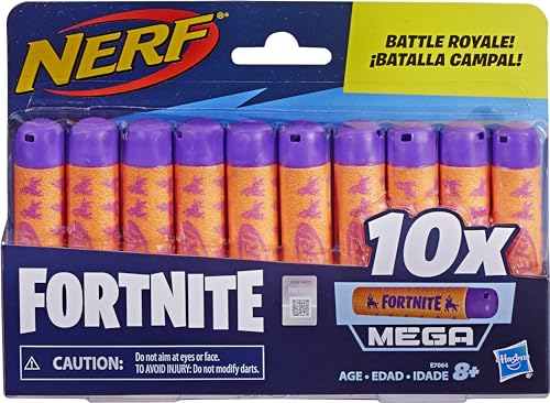 NERF Fortnite Official 10 Dart Mega Refill Pack Fortnite Mega Dart Blasters - Compatible Mega Toy Blasters - for Youth, Teens, Adults