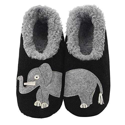 Snoozies Pairable Slipper Socks | Cozy and Fun House Slippers for Women, Fuzzy Slipper Socks | With Unique Designs, Non Slip Socks - Elephants - Medium