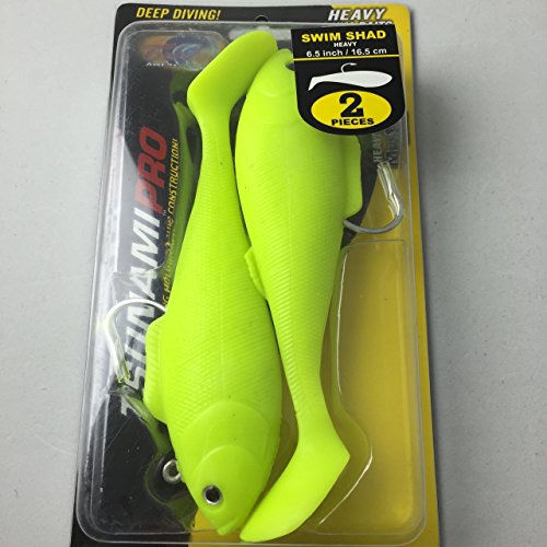 Tsunami Holographic 6.5' Swim Shad Soft Bait-Opaque Chartreuse