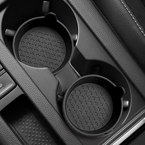 Banseko 4 Packs Silicone Car Cup Holder Coasters,Car Coasters for Cup Holders,Universal Removabl Vehicle Cup Holder Coasters for Most Cars, Trucks, RVs (Black)