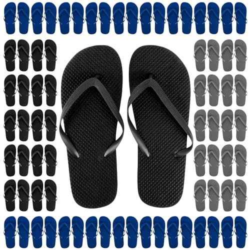 50 Pairs Bulk Wedding Flip Flops for Men Waterproof Wholesale Flip Flops for Men in Bulk for Wedding Guests, Hotels, and Charity Donation (Tricolor)