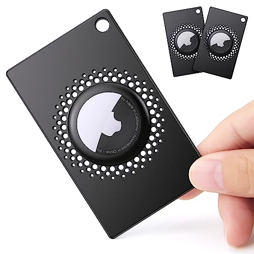 [2 Pack] Airtag Wallet Holder, Slim Thin Airtag Wallet Card, Credit Card Size Wallet Case Holder for AirTag for Purse, Handbag, Clutch, Wristlet (Black)