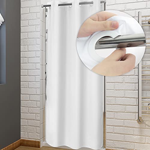 River Dream No Hook Stall Shower Curtain or Liner 36' Wide - Soft Microfiber Small Shower Curtain with Magnets for Narrow Stall, Waterproof Fabric & Machine Washable, White