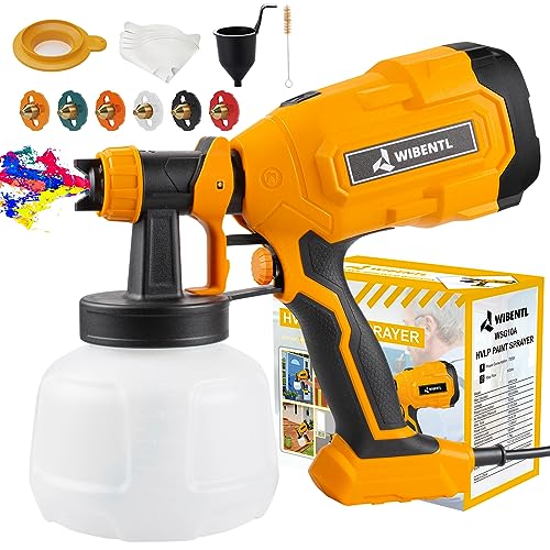 WIBENTL Paint Sprayer, 700W Paint Gun with 6 Copper Nozzles and 3 Patterns, Paint Sprayers for Home Interior and Exterior, Furniture, Fences, Walls, Decks, Garage Doors, Crafts Etc. WSG10A