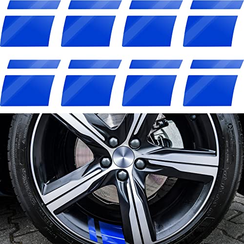 Tallew 8 Pcs Wheel Rim Decal Stripes Car Decals Reflective Car Stickers 2.36 x 2.75 Inch Automotive Decals Hash Stripe Stickers for 18-21 Inch Wheels Tire Rim Safety Decoration Accessories(Blue)
