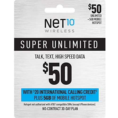 Net10 - $50 Top-up Prepaid Card
