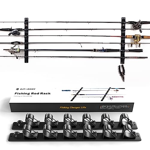 OJYDOIIIY Wall Mount Fishing Rod Holders,Horizontal/Ceiling Fishing Pole Storage Rack for Garage