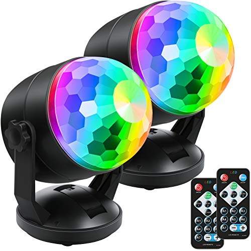 Luditek [2-Pack] Portable Sound Activated Party Lights for Outdoor Indoor, Battery Powered/USB Plug in, Dj Lighting, Disco Ball Strobe Light Stage Lamp for Car Room Parties Decorations Dance