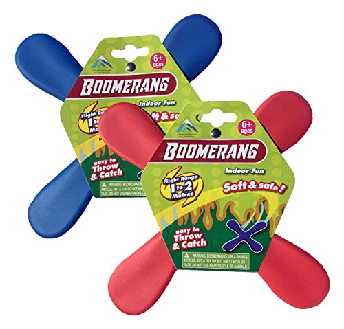 Indoor Boomerang 2 Pack - Great Beginner Boomerangs for Kids or Adults. Soft and Safe.