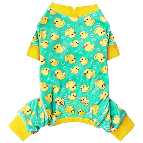 KYEESE Dog Pajama Yellow Duck Soft Material Stretchable Dogs Pajamas Onesie Pet Pjs Dogs Apparel for Small Dogs