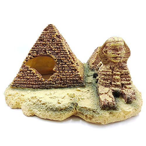 M2cbridge Aquarium Decor Castle Fish Tank Decoration Stands Egyptian Pyramid Rockery Hiding Cave Tree House Hideout (Egyptian Pyramid)