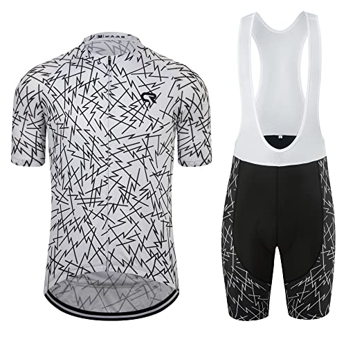 Coconut Ropamo CR Men's Cycling Jersey Set Biking Road Bike Jersey Bib Shorts with 4D Padded Cycling Clothing Set for Men (1031, M)