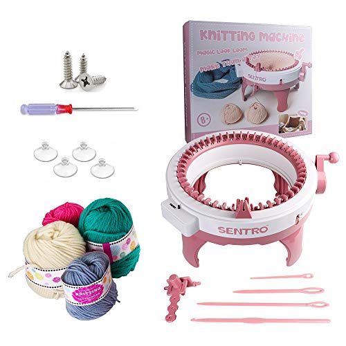 Umootek SENTRO Knitting Machine, 48 Needles Smart Weaving Loom Round Spinning Crochet Knitting Machines with Row Counter, Knitting Board Rotating Double Loom, Weaving Loom Machine Kit