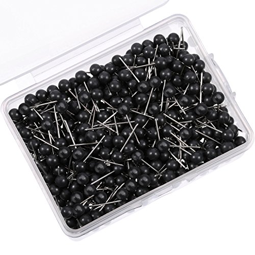500 Pack Map Push Pins 1/8 Inch Black Map Tacks Small Round Head Push Pins Map Thumb Tacks for Travel Map Picture Photo Bulletin Board Wall DIY Craft Home School Office