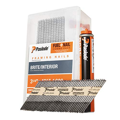 Paslode, Framing Nails and Fuel Pack, 650535, 3 1/4 inch x .131 Gauge, Smooth Brite, 1 Fuel Cell and 1,000 Nails