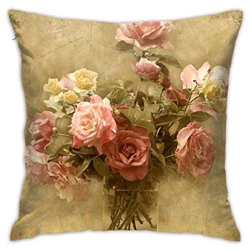 NBFKDO Shabby Chic Rose Soft Pillows Case Soft Throw Pillow Double-Sided Digital Printing Couch Pillowcase Square 45cm*45cm