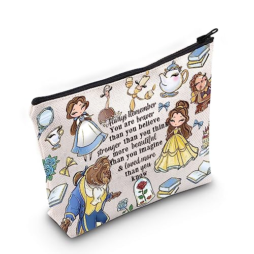 LEVLO Beauty Story Cosmetic Make up Bag Movie Inspired Gifts You Are Braver Stronger Smarter Than You Think Makeup Zipper Pouch Bag (Always Beauty Beast)